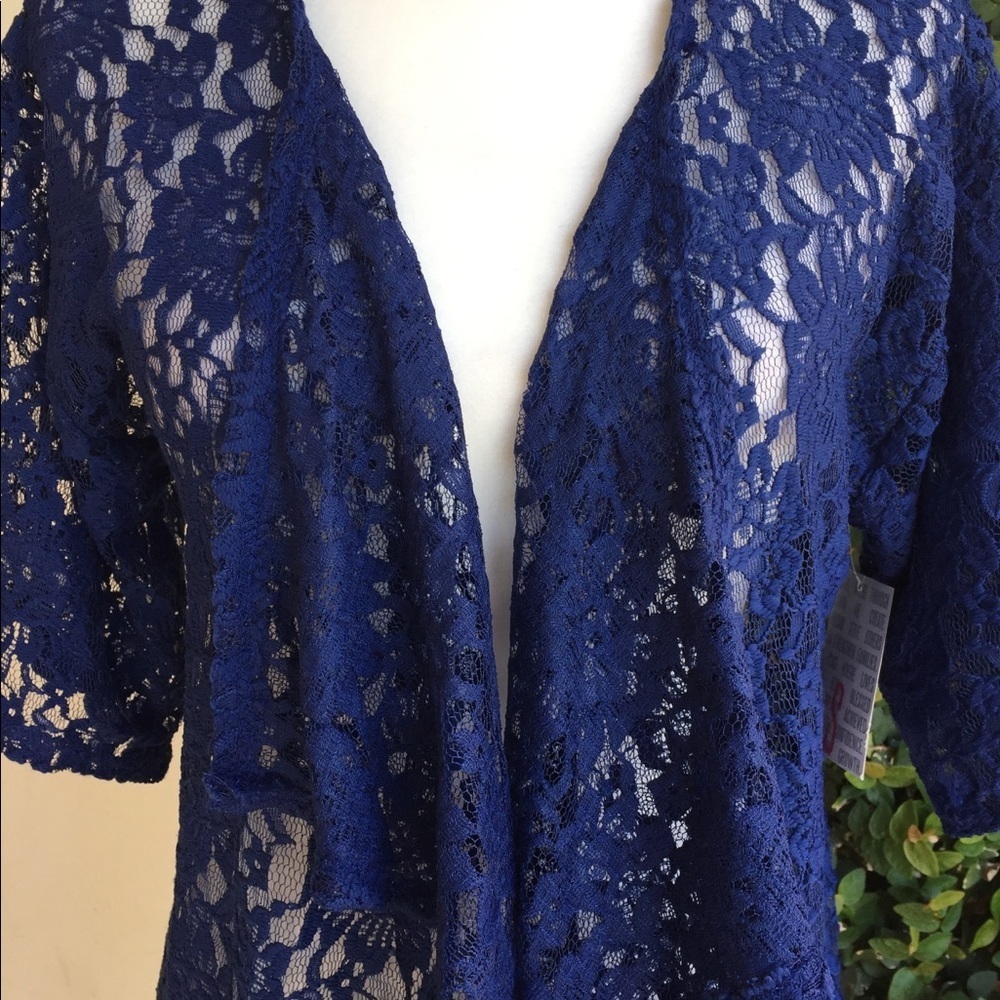 LULAROE Blue Fringe Kimono Lightweight Summer Casual Vacation Small BNWT - Picture 3 of 7